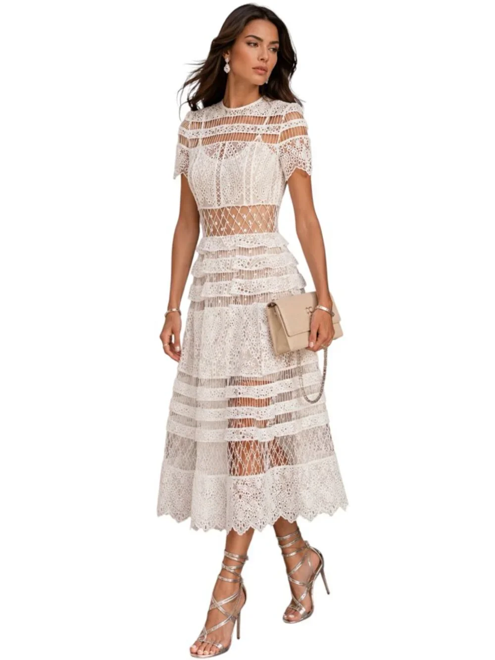 Zimmermann Riot Eyelet Bell Nylon-Blend Dress Size S NEW - Picture 15 of 16